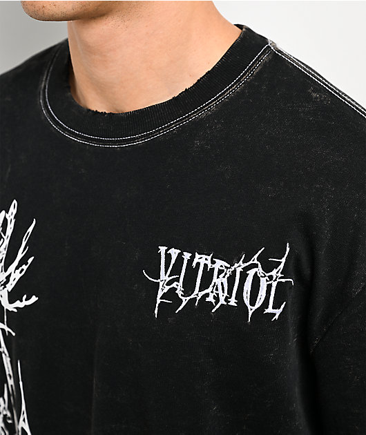 Vitriol Dragon Den Black & Grey Wash 2fer Long Sleeve Boxy T-Shirt