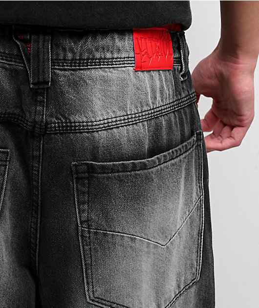 Vitriol Drained Black Wash Ultra Wide Jeans