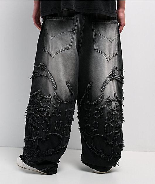 Vitriol Drained Grey Wash Ultra Wide Leg Jeans | Zumiez