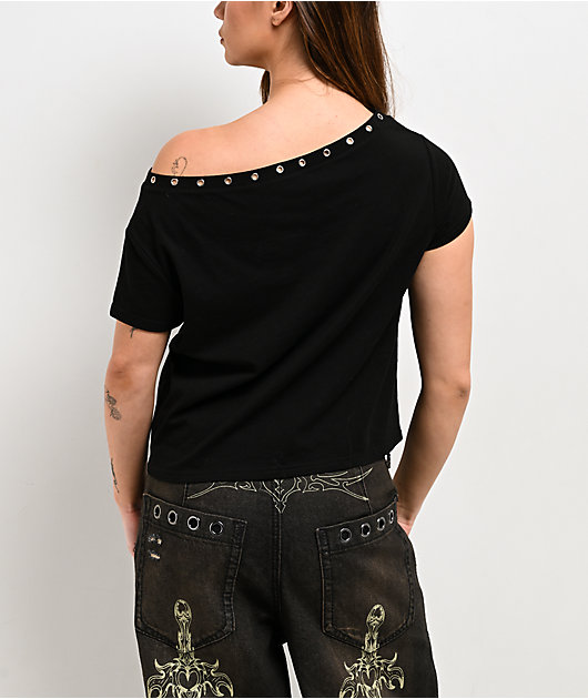 Vitriol Dylan Black Scoop Neck Crop T-Shirt
