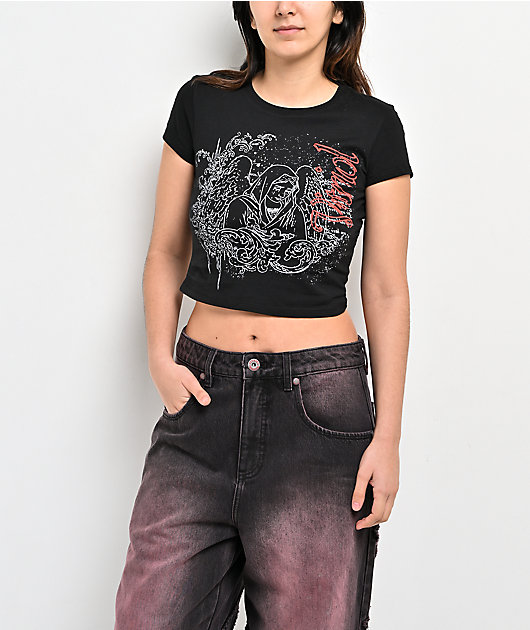 Vitriol Edgy Angel Black Crop T-Shirt