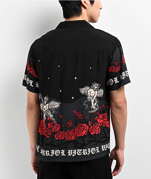 Vitriol Eternal Black Woven Short Sleeve Button Up Shirt