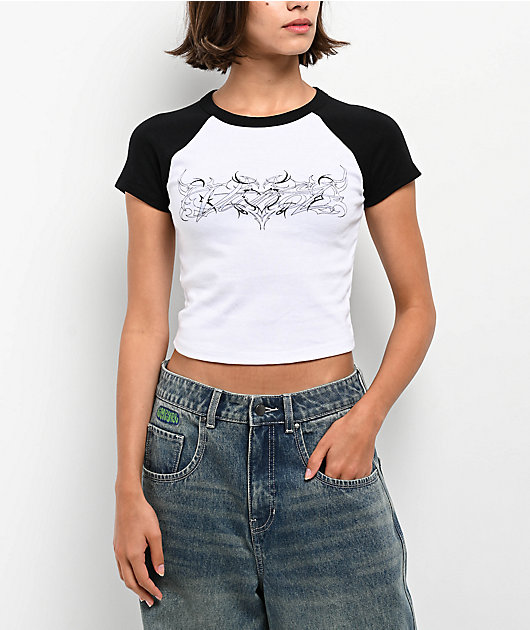 Vitriol Forsaken Black & White Raglan Crop T-Shirt | Zumiez