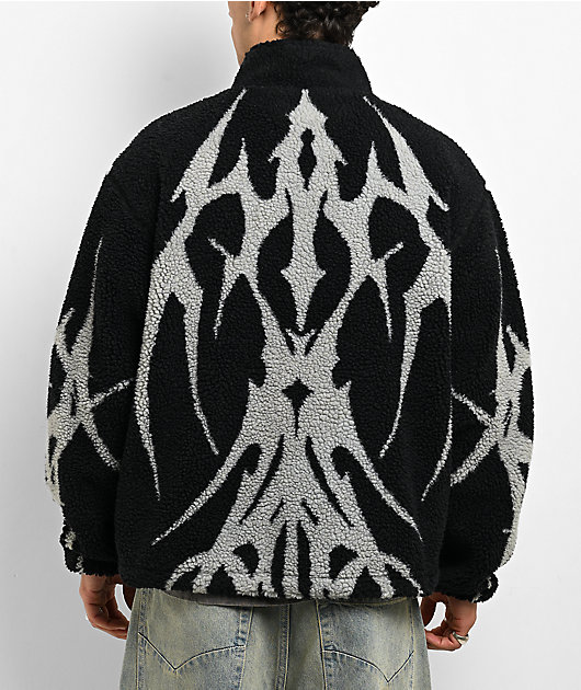 Vitriol Fragment Black & Grey Sherpa Zip Jacket