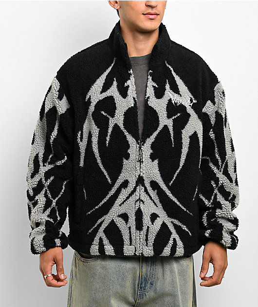 Vitriol Fragment Black & Grey Sherpa Zip Jacket