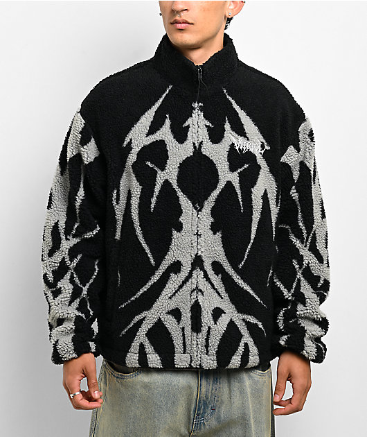 Vitriol Fragment Black & Grey Sherpa Zip Jacket | Zumiez