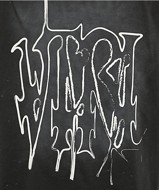 Vitriol From Ash Black Wash & White 2Fer Oversized Long Sleeve T-Shirt