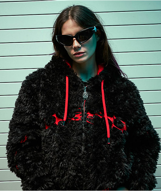 Vitriol Furget Me Not Black Crop Zip Jacket | Zumiez