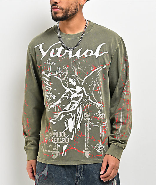 Vitriol Gazebo Green Wash Long Sleeve Boxy T-Shirt