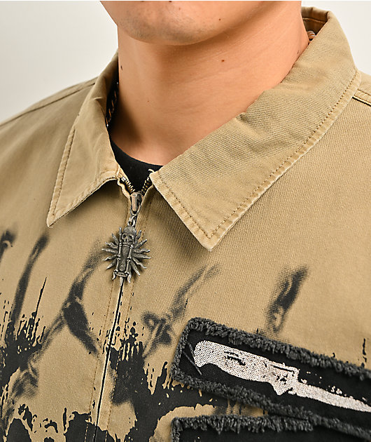 Vitriol Guardian Khaki Long Sleeve Zip Work Shirt