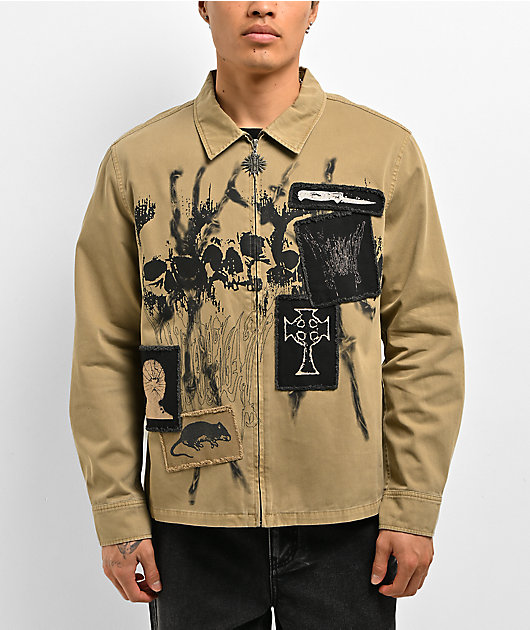 Vitriol Guardian Khaki Long Sleeve Zip Work Shirt