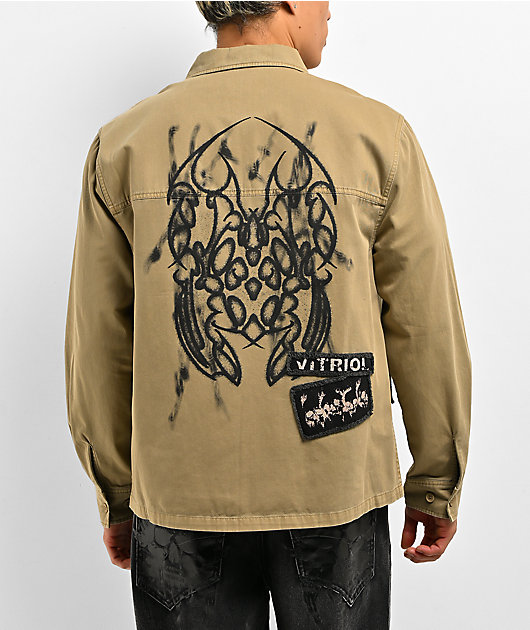 Vitriol Guardian Khaki Long Sleeve Zip Work Shirt