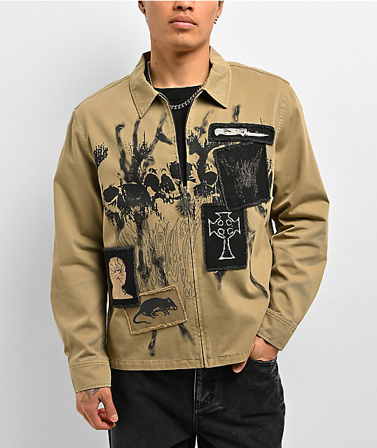 Vitriol Guardian Khaki Long Sleeve Zip Work Shirt