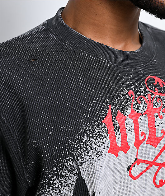 Vitriol Holy Ghost Black Wash Thermal Long Sleeve T-Shirt