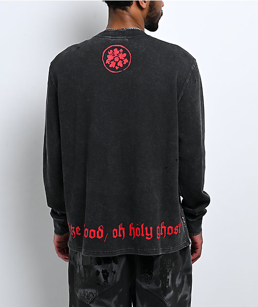 Vitriol Holy Ghost Black Wash Thermal Long Sleeve T-Shirt