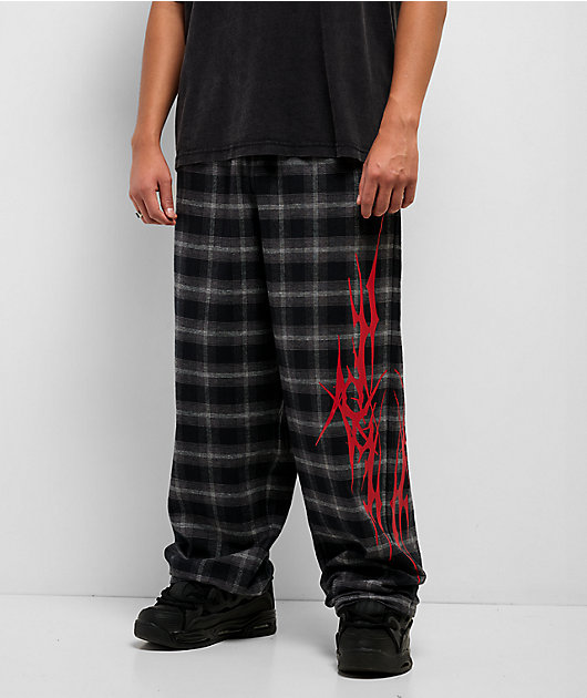 Vitriol Jagged Black Plaid Lounge Pants | Zumiez