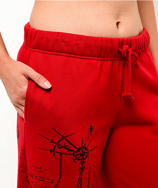 Vitriol Jessa Red Wide Leg Sweatpants