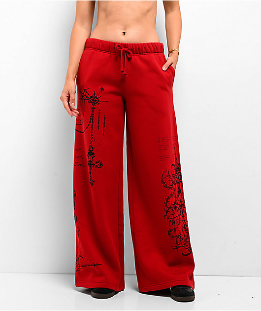 Vitriol Jessa Red Wide Leg Sweatpants
