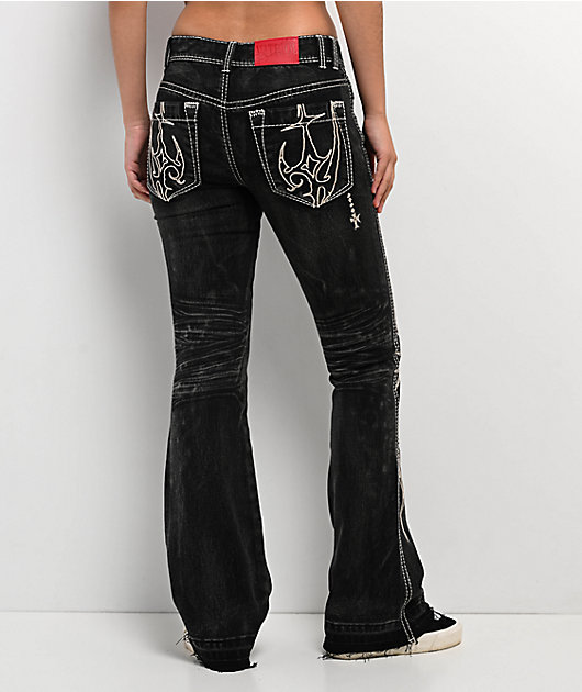 Vitriol Justina Black Wash Bootcut Jeans