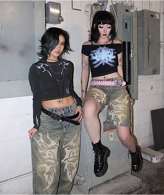 Vitriol Keeli Skeleton Off The Shoulder Black Crop Top