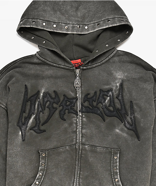 Vitriol Kids Death Grip Black Wash Zip Hoodie