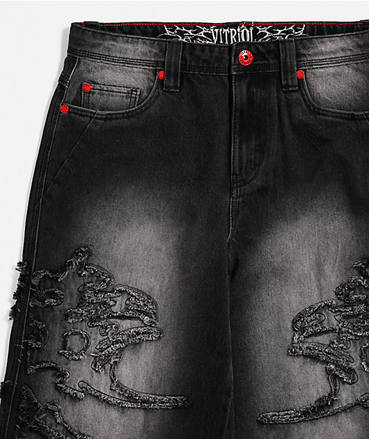 Vitriol Kids Void Black Wash Wide Leg Jeans