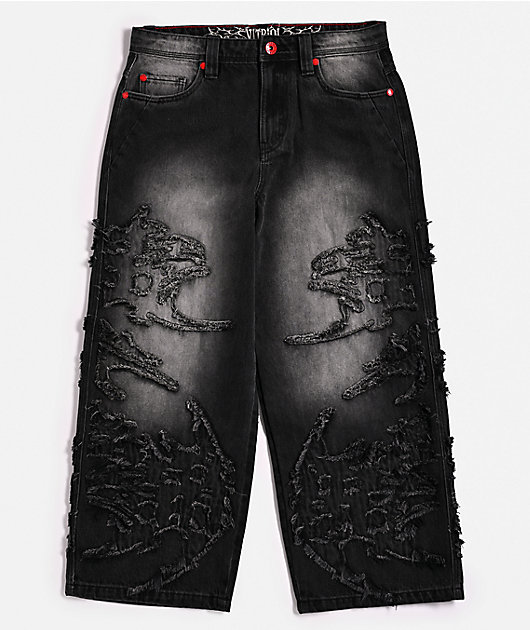 Vitriol Kids Void Black Wash Wide Leg Jeans