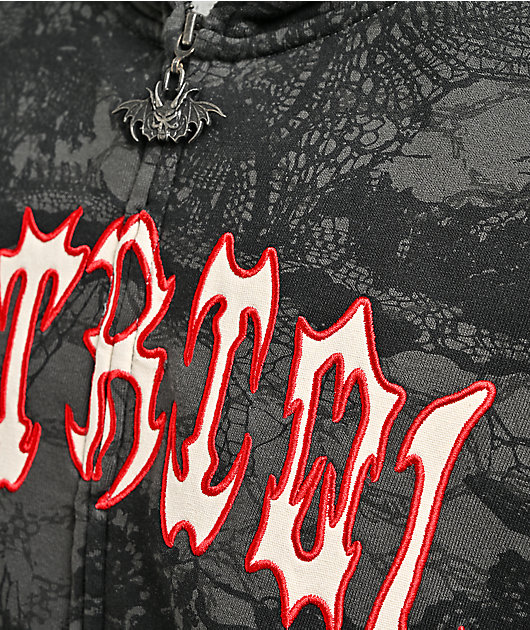 Vitriol Lenexa Lace Dark Grey & Black Bodybag Hoodie