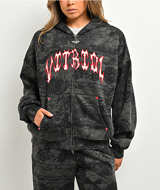 Vitriol Lenexa Lace Dark Grey & Black Bodybag Hoodie