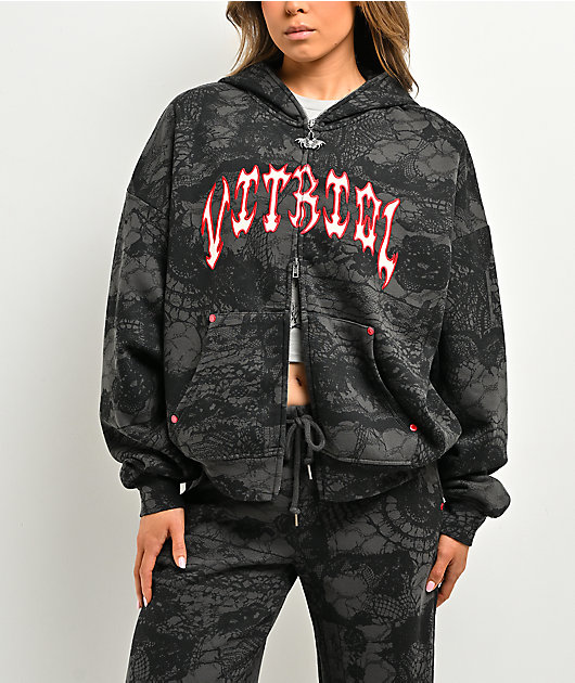 Vitriol Lenexa Lace Dark Grey & Black Bodybag Hoodie