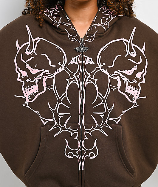 Vitriol Lenexa Lacing Brown & Pink Body Bag Zip Hoodie