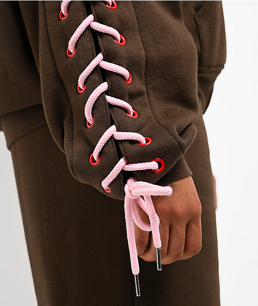 Vitriol Lenexa Lacing Brown & Pink Body Bag Zip Hoodie | Zumiez