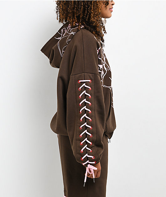 Vitriol Lenexa Lacing Brown & Pink Body Bag Zip Hoodie | Zumiez