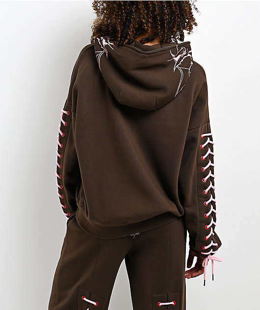 Vitriol Lenexa Lacing Brown & Pink Body Bag Zip Hoodie | Zumiez
