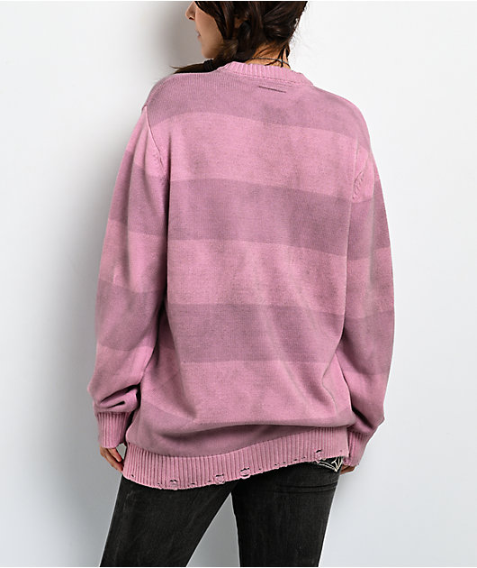 Vitriol Lennox Pink Stripe Oversized Sweater