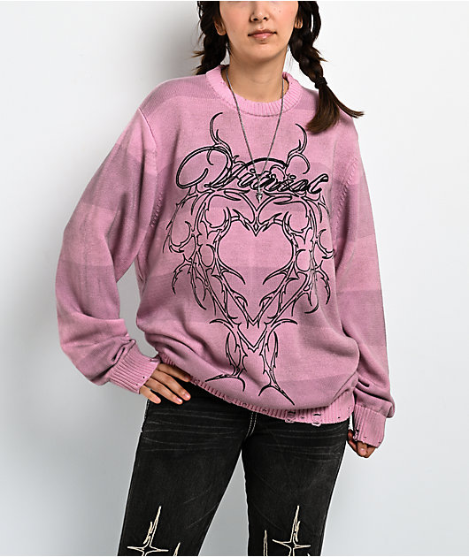 Vitriol Lennox Pink Stripe Oversized Sweater
