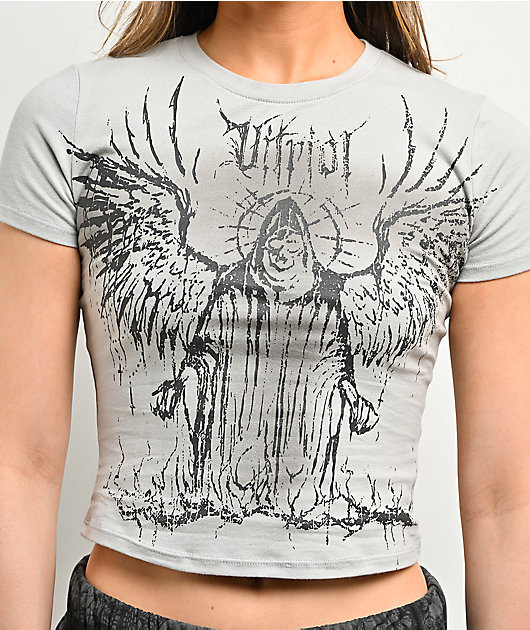 Vitriol Lina Grey Wash Crop T-Shirt