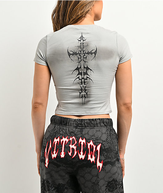 Vitriol Lina Grey Wash Crop T-Shirt