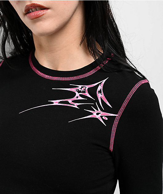 Vitriol Lottie Black Long Sleeve Crop T-Shirt
