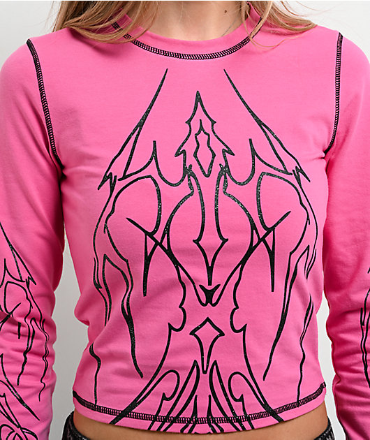 Vitriol Lottie Pink Long Sleeve Crop T-Shirt