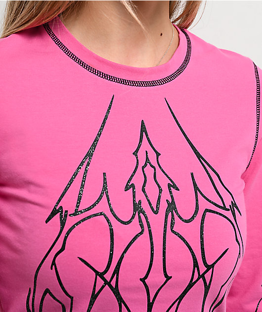 Vitriol Lottie Pink Long Sleeve Crop T-Shirt