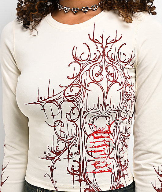 Vitriol Lottie White Long Sleeve Crop T-Shirt