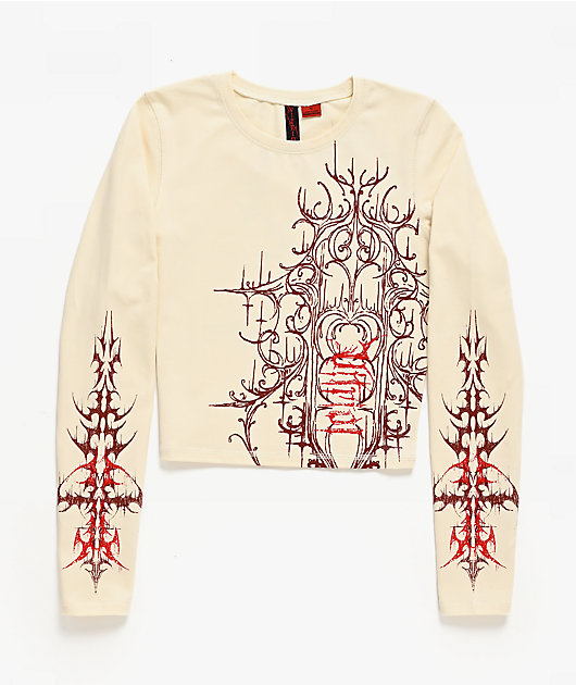 Vitriol Lottie White Long Sleeve Crop T-Shirt