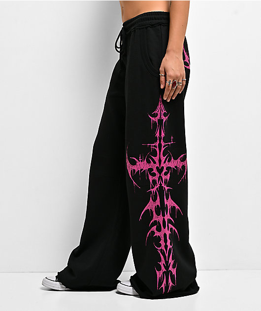 Vitriol Lucy Black Wide Leg Sweatpants