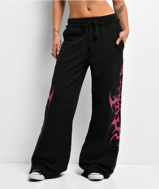 Vitriol Lucy Black Wide Leg Sweatpants