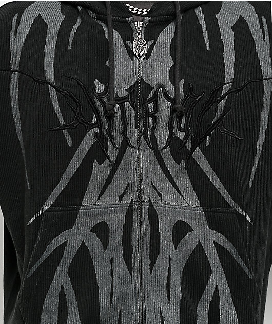 Vitriol Mocking Bird Black Wash Zip Hoodie
