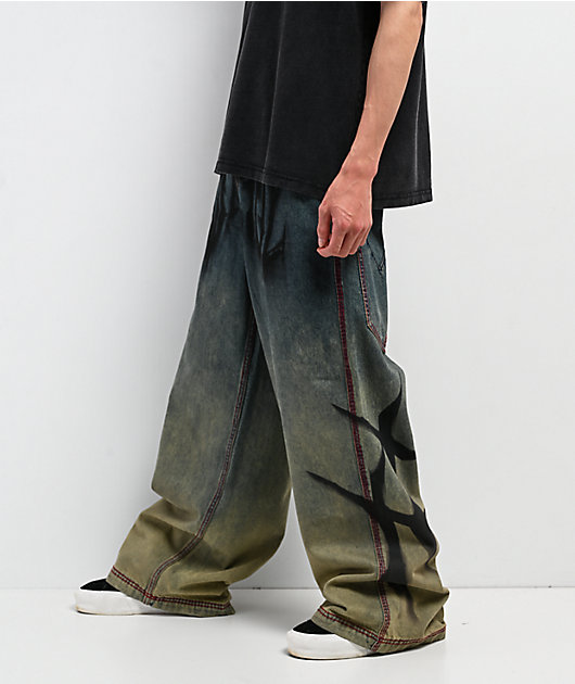Vitriol Monster Drip Ombre Wash Ultra Wide Jeans