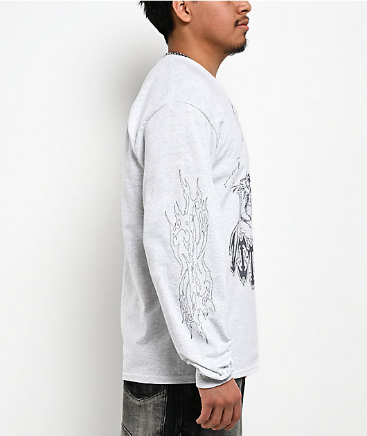 Vitriol Monster Flash Heather Grey Long Sleeve T-Shirt