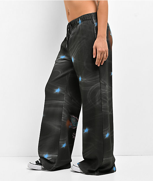 Vitriol Myla Black Smoke Rhinestone Grey Sweatpants