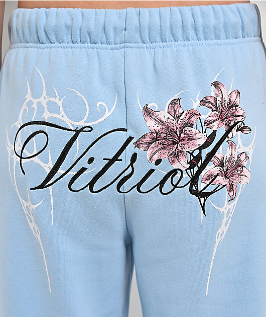 Vitriol Myla Blue Wash Wide Leg Sweatpants